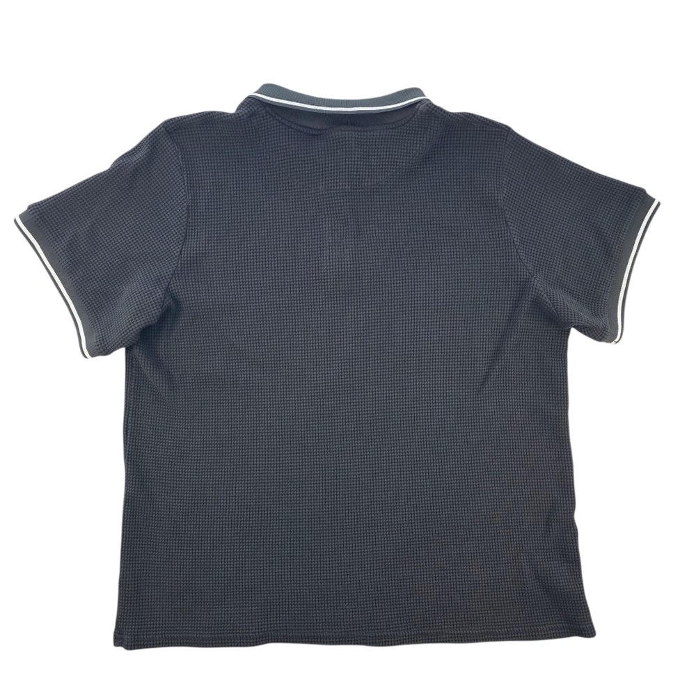 boohooMAN Black Waffle Knit 1/4 Zip Polo Shirt XL | Textured Cotton Collared - Picture 3 of 7